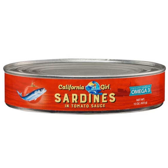 California Girl Tinned Sardines in Tomato Sauce, 15 oz