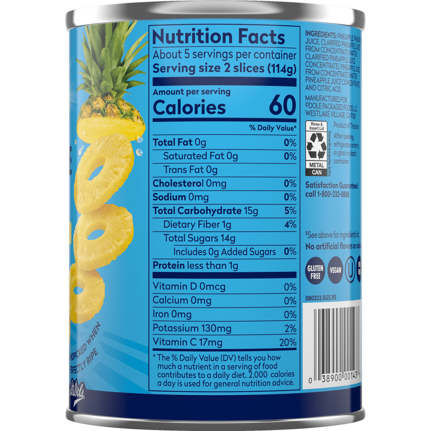 Dole Canned Pineapple Slices in 100% Juice