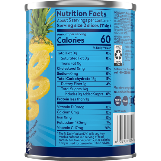 Dole Canned Pineapple Slices in 100% Juice