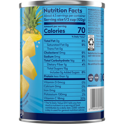 Dole Canned Fruit Pineapple Chunks in 100% Pineapple Juice