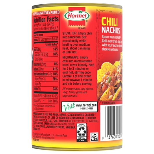 Hormel, Chili with Beans, 15 oz Can