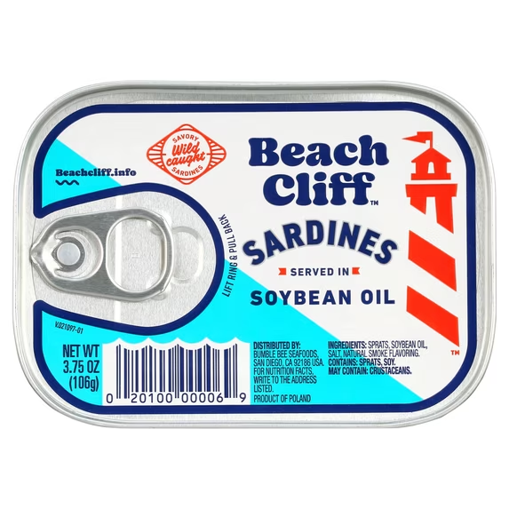 Beach Cliff, Wild Caught Sardines in Soybean Oil, 3.75 oz