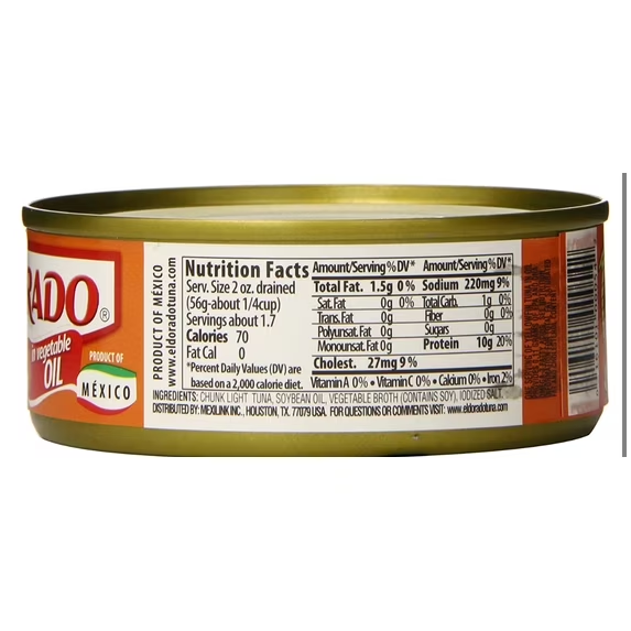El Dorado Light Tuna in Oil, Easy Open, 5 oz
